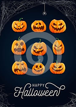 Halloween design template with cobweb and incription