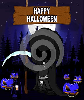 Halloween Design template with dark reaper.