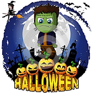 Halloween Design template with Frankenstein.