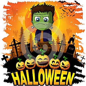 Halloween Design template with Frankenstein.