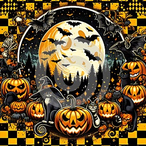 Halloween Designs Transforming the Forest into a Magical, Haunting Wonderland. Generative ai for illustrations