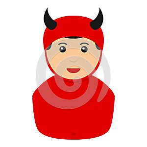 Halloween Devil Avatar Flat Icon on White