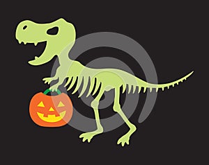 Halloween Dinosaur Skeleton Vector Illustration