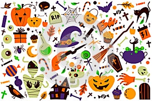 Halloween doodle set