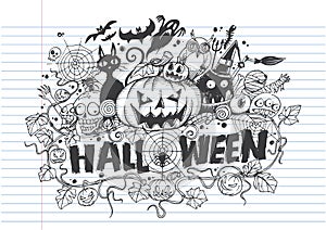 Halloween doodles of Cute hand-drawn