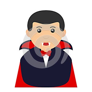 Halloween Dracula Avatar Flat Icon on White