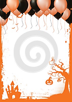 Halloween element border, orange and black air balloon