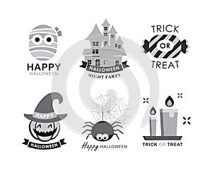 Halloween element symbol set flat deign. Symbols for website, print, magazine, sticker and badge