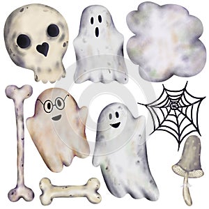 Halloween elements with magic ghots