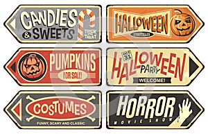 Halloween events retro signs collection