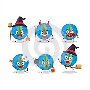 Halloween expression emoticons with cartoon character of blue marbles