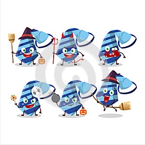 Halloween expression emoticons with cartoon character of blue tie