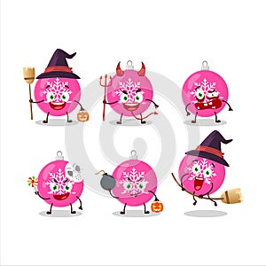 Halloween expression emoticons with cartoon character of christmas ball pink