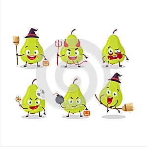 Halloween expression emoticons with cartoon character of green pear