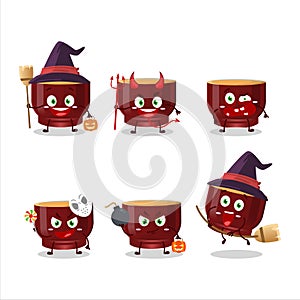 Halloween expression emoticons with cartoon character of kava drink