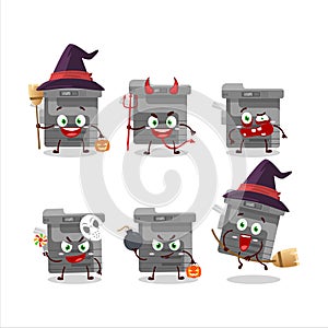 Halloween expression emoticons with cartoon character of office copier