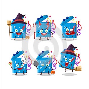 Halloween expression emoticons with cartoon character of open magic gift Box