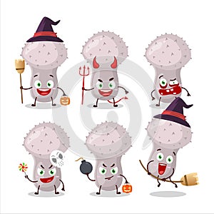 Halloween expression emoticons with cartoon character of puffball