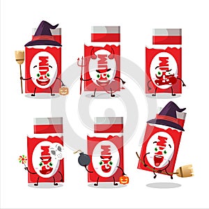 Halloween expression emoticons with cartoon character of red bubble gum