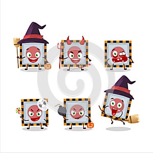 Halloween expression emoticons with cartoon character of among us emergency button