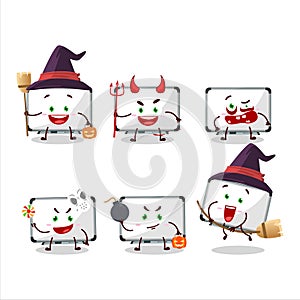 Halloween expression emoticons with cartoon character of white board