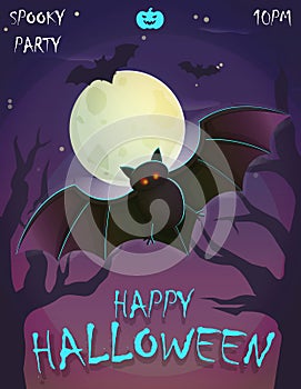 Halloween festive poster card, party invitation template
