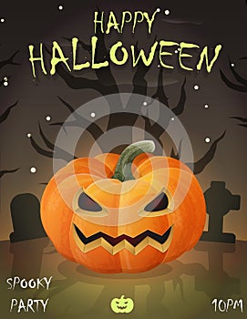 Halloween festive poster card, party invitation template