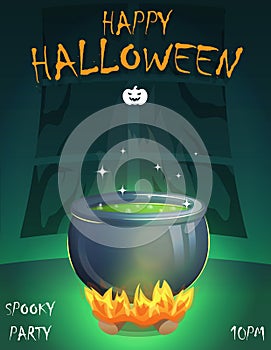 Halloween festive poster card, party invitation template