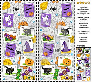 Halloween find 10 differences visual puzzle