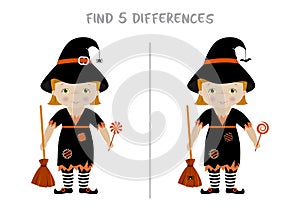 Halloween find differences game for kids