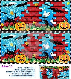 Halloween find the 10 differences visual puzzle