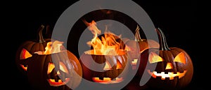 Halloween In Flame - Burning Pumpkins Generative AI