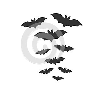 Halloween flying bats. Flock of horrific bats. Halloween symbol