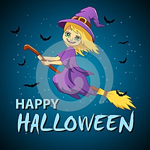 Halloween flying little witch.