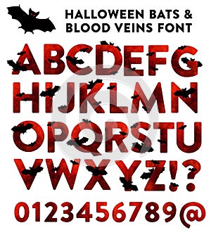 Halloween Font Bats and Blood Veins