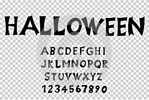 Halloween font with brush style .Hand drawn typography alphabet design isolated on png or transparent background,element template