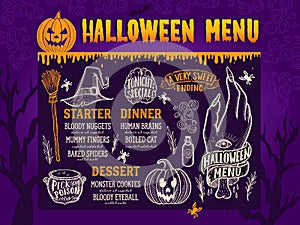 Halloween food menu for scary party holiday