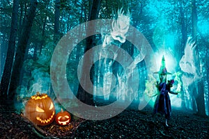 Halloween Forest Spirits And Witch
