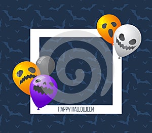 Halloween Frame with scary balloon in dark background