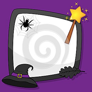 Halloween Frame with Witch Hat & Web