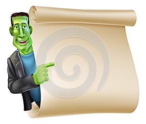 Halloween Frankenstein Scroll Banner