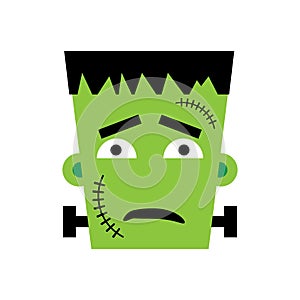 Halloween Frankenstein Vector illustration. Sad Frankenstein Day. Illustration for kids, card Halloween, print