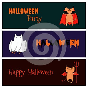 Halloween funny cats banners