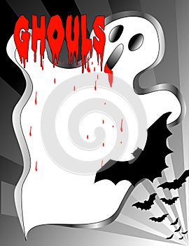 Halloween Ghost and Bats Bloody Poster