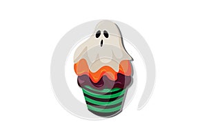 Halloween Ghost Cupcake Vector Illustration