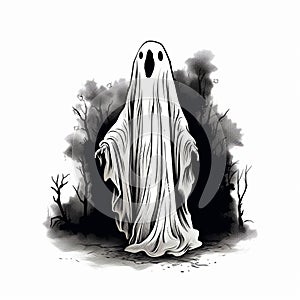 Halloween Ghost Drawing for Poster Design