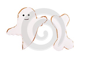 Halloween ghost gingerbread cookie isolated photo