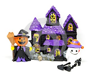 Halloween ghost house toy party isolated