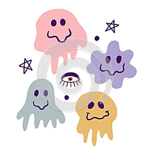 Halloween Ghost Shapes Set, Hand Drawn Cute Ghost Collection Silhouette