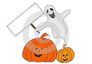 Halloween ghost with sign